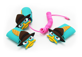 鴨嘴獸泰瑞人物卡通手機充電器硅膠套