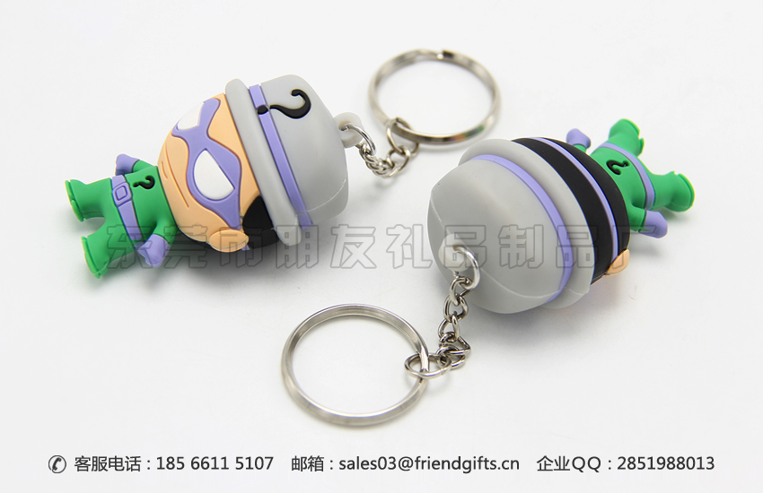 來稿量身定做pvc軟膠3d公仔掛件、3d立體硅膠鑰匙扣掛件工廠