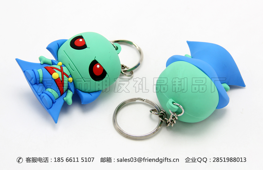 來稿來樣量身定制pvc軟膠3d立體公仔掛件、3d立體硅膠鑰匙扣掛件廠家